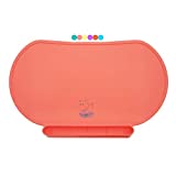 Children Place Mat By Baby Mumbo, Premium Quality, Food Grade Silicone For Maximum Hygiene, Unique Raised Edges Design and Spill Proof Accident Tray, Lightweight and Portable Color (Living Coral Pink)