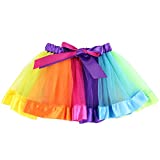 Girls' Layered Rainbow Tutu Skirt Dance Dress Colorful Ruffle Tiered Tulle