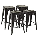 Metal Bar Stools Set of 4 Counter Height Barstool Stackable Barstools 24 Inch Indoor Outdoor Patio Bar Stool Home Kitchen Dining Stool Backless Bar Chair
