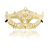 Masquerade Mask for Women Shiny Rhinestone Venetian Party Prom Ball Metal Mask (Owl Gold)