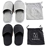 Ibluelover 2 Pairs Portable Travel Slippers Open Toe Sandals Spa Hotel Slippers Guest Room Indoor House Slipper Business Trip Flight Slippers Shoes Footwear Gift (As photo)