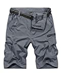 Jessie Kidden Mens Outdoor Casual Expandable Waist Lightweight Water Resistant Quick Dry Fishing Hiking Shorts #6222-Grey,30