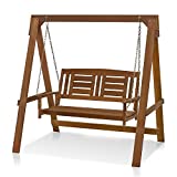 Furinno Tioman Hardwood Patio / Garden / Outdoor Porch Swing, Swing A, Natural