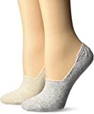 Keds Women's 2 Pack Solid Sneaker Liner Socks, Oatmeal Heather Assorted, Shoe Size: 4-10