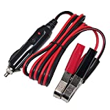 Alligator Clamp to Male Cigarette Lighter Extension Cable - 12V-24V Jumper Battery Charge Cord 3FT Automotive Electrical Clip-on Cable 16 AWG Heavy Duty 15A Fuse (1 Pack)