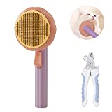 ZALER Cat Brush Self Cleaning Slicker Brushes, Pet Pumpkin Brush for Shedding and Grooming, Dog Brush for Short and Long Haired Dogs, Gently Remove Loose Undercoat, Mats Tangled Hair (Purple, 1piece)