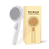 Pet Pumpkin Self Cleaning Slicker Brush, Cat Brush and Dog Brush for Shedding and Grooming, Gently Removes Loose Undercoat, Mats and Tangled Hair, Massage for Pet (Pumpkin-White)