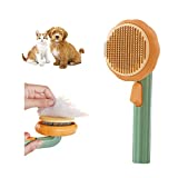 Pet Pumpkin Brush for Cats Dogs, Cat Brush Self Cleaning Slicker Brush for Short or Long Haired Pet, Pet Hair Brush for Shedding and Grooming Puppy Kitten Massage