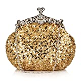 Chicastic Fully Sequined Mesh Beaded Antique Style Formal Cocktail Clutch - Gold