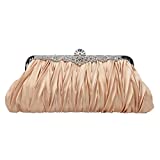 Fawziya Satin Pleated Clutch Purses For Women Evening Bag For Wedding And Party-Gold