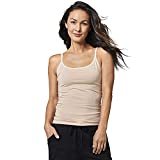 Pact womens Women's Organic Cotton Camisole Tank Top With Built-in Shelf Bra, Cami Shirt, Almond, Large US