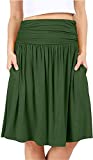 Olive Green Skirts for Women Olive Skirts Reg and Plus Size Knee Length Flowy Skirt Pull on Skirt Olive Green Aline Skirt Green Skirt (Size Large, Olive Green)