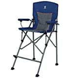 EVER ADVANCED Tall Folding Chair 31", Portable Directors Chair, Bar Height Camping Chair with Carry Bag and Footrest, Armrest, Heavy Duty Supports 300 Lbs, Blue