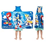 Franco Kids Bath and Beach Soft Cotton Terry Hooded Towel Wrap, 24 in x 50 in, Sonic The Hedgehog