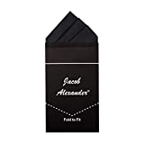Jacob Alexander Men's Pre-Folded Triangles Pocket Square Handkerchief - Black