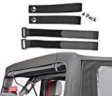 Bestaoo 4Pcs Top Tie Down Straps Adjustable Soft Top Straps, Durable Rear Window Straps for Jeep Wrangler JK JL 2007-2021