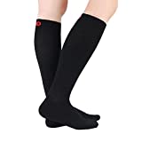 +MD 3 Pairs Bamboo Compression Socks 8-15mmHg for Women & Men Moisture Wicking Support Stockings for Airplane Flights, Travel, Nurses, Edema 10-13 Black