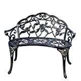 Patio Balcony Bench Double Seat, Anti-Rust Cast Aluminum Patio Garden Bench for Park Yard Outdoor Furniture Copper