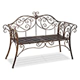 Antique Bronze Metal Garden Bench Chair 2 Seater for Garden, Yard, Patio, Porch and Sunroom