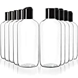Youngever 10 Pack Clear Plastic Empty Bottles with Disc Cap 8 Ounce, Refillable Cosmetic Bottles, Squeeze Containers for Shampoo, Liquid Body Soap, Lotion, Cream (Long)