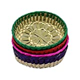 CHAMPS Artisanal Hand Woven Natural Palm Traditional Mexican Tortilla Holder (Palm - 4Pk - 4 Color)