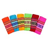 Set of 6 Colored Cotton Table Cloth Napkins, Mexican Authentic Fiesta Cloth Napkins, Kitchen Towels, 100% Cotton Mexican Party