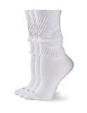 HUE Women's Slouch Sock 3 Pair Pack, White/White/White, One Size