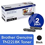 Brother Genuine TN221BK 2-Pack Standard Yield Black Toner Cartridge with Approximately 2,500 Page Yield/Cartridge
