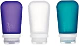 Humangear GoToob+ Refillable Silicone Travel Size Bottles with Locking Cap, 3pk Set, Clear, One