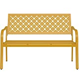 Grand Patio Garden Bench, Outdoor Benches with Anti-Rust Steel Metal Frame, Patio Seating for Front Porch Park Outside Furniture Decor, Sunflower Yellow