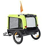 Bike Trailer Cargo Cart for Dogs and Pets with Sunroof and Shock AbsorberLarge Dog Trailer Holds 88 pounds,Green