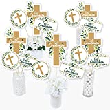 First Communion Elegant Cross - Religious Party Centerpiece Sticks - Table Toppers - Set of 15
