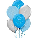 Boy's - Blue and Silver First Holy Communion Latex Balloons - 15ct