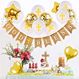 Elkanah First Communion Decorations Confirmation Decorations Baptism Decorations Mi Bautizo Christening Decorations God Bless Banner Balloons