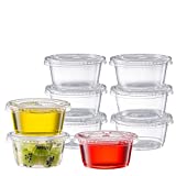 Jello Shot Cups with Lids [200 Sets - 2 oz.] Small Plastic Condiment Containers for Sauce, Salad Dressings, Ramekins, & Portion Control