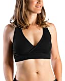 Kindred Bravely French Terry Racerback Nursing Sleep Bra for Maternity/Breastfeeding (Large, Black)