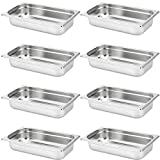 SENJEOK 8 PCS 1/3 Size 2.5 Inch Deep Steam Pan, Anti-Jam Steam Table Pan, Stainless Steel Hotel Pan Food Pan for Buffet, Restaurants, Catering