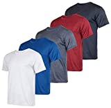 Men's Quick Dry Fit Dri-Fit Short Sleeve Active Wear Training Athletic Essentials Crew T-Shirt Fitness Gym Wicking Tee Workout Casual Sports Running Tennis Exercise Undershirt Top - 5 Pack,Set 2-XL