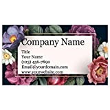 Personalized Floral Design Business Cards 3.5" x 2" - Recycled or Matte Card Stock - 100% Made in the U.S.A. - Over 20 Floral Designs! (Black Floral)