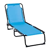 Outsunny Outdoor Folding Chaise Lounge Chair Portable Lightweight Reclining Garden Sun Lounger with 4-Position Adjustable Backrest for Patio, Deck, and Poolside, Light Blue