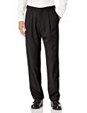 Haggar mens Mynx Gabardine Hidden Expandable Waistband Classic Fit Front Pleated dress pants, Black, 40W x 32L US