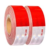 2 inch x 200Feet Reflective Safety Tape DOT-C2 Waterproof Red and White Adhesive conspicuity tape for trailer, outdoor, cars, trucks