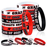 36 Pieces Class of 2022 Silicone Bracelets,Silicone Graduation Bracelets Congrats Grad Wristbands Graduation Celebrating Bracelet for Teacher Students, Graduation Party Supplies (Red, Black)