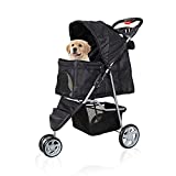 Livebest Folding Pet Stroller Elite Jogger Kitten Puppy Easy Walk Dog Cat Small Animals Travel Carrier with 360 Rotating Front Wheel