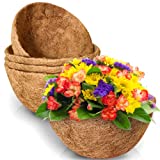 TigeJoy 4PCS 12'' Coco Coir Liners for Hanging Baskets, 100% Natural Coco Fiber Replacement Liner, 12 inches Round Thick Coconut Liners for Garden Plants Flower Vegetable Pot Flowerpot Planter Insert