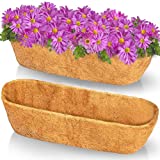 TigeJoy 2PCS 30inch Trough Coco Coir Liners Planter Replacement, 100% Natural Thick Coco Fiber Liner for Window Box Decks Garden Flower Pots, 30'' Half Moon Shape Coconut Liner Flower Boxes Outdoor