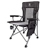 Coastrail Outdoor Folding Camping Chair High Back Padded Lawn Chair with Foldable Cup Holder, Side Storage, Back Pocket for Camping Hiking Heavy Duty 350 lbs Weight Capacity, Black