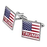 Graphics and More President Trump American Flag Square Cufflink Set Silver Color