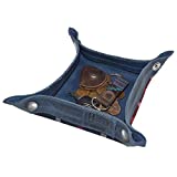 Hide & Drink, Waxed Canvas Catchall Jewelry Change Keys Wallet Coin Box Tray for Coffee Table, Desk, Dresser Storage Valet Handmade (Blue Mar)
