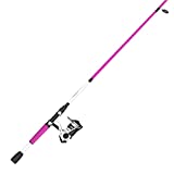 Zebco Roam Spinning Reel and Fishing Rod Combo, 6-Foot 6-Inch 2-Piece Fiberglass Fishing Pole, Split ComfortGrip Rod Handle, Soft-Touch Handle Knob, Size 30 Reel, Aluminum Spool, Pink